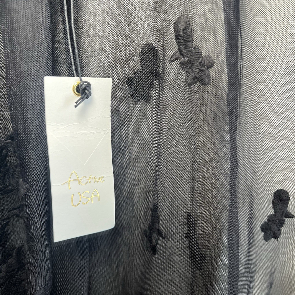 Active USA Cover Up Kimono Sheer Floral Black Woman’s Size Small NWT - Picture 9 of 15